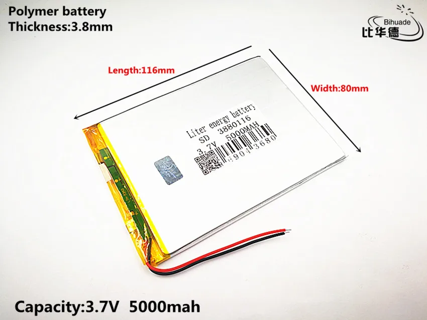 Хорошего качества 3,7 V, 5000mAH 3880116 полимерный литий-ионный/литий-ионный аккумулятор для планшетных ПК 7 дюймов 8 дюймов 9 дюймов