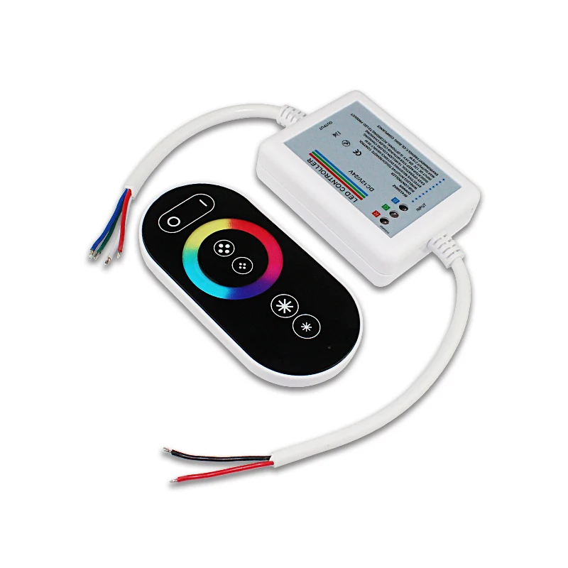 

Full Touch RGB Controller Dimmer Wireless RF Remote Control DC12V-24V 18A 3 Channel Adjust Multiple Dynamic Modes for LED Strips