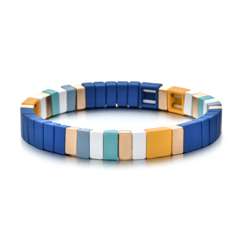 Bracelet Jewelry Tile Bracelets Dainty Stacked Bracelets Rainbow Elastic Women