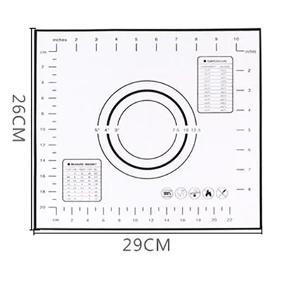 80 см антипригарный силиконовый коврик для выпечки, коврик для замеса теста, Настольный коврик для гриля, кухонный инструмент для приготовления пищи с ножом FY0122 - Цвет: 29x26cm black