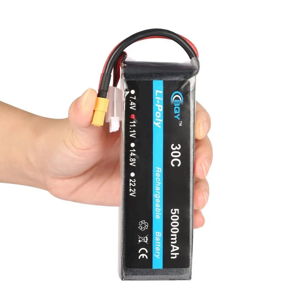 11,1 V 5000mAh 30C XT60 разъем литий-полимерный перезаряжаемый аккумулятор 1042125B для RC вертолета Qudcopter дрона грузовика автомобиля лодки