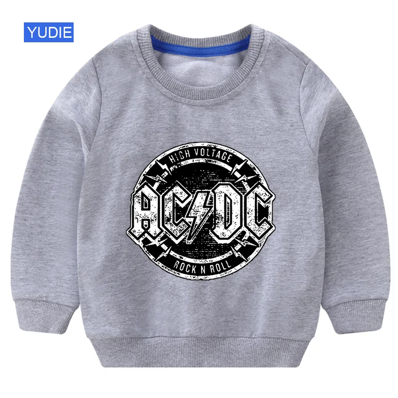 05 Свитер для мальчиков; белый осенний свитер для детей; ACDC хлопковый пуловер; пуловер с принтом; топы Для детей-подростков; футболка с длинными рукавами - Цвет: 05