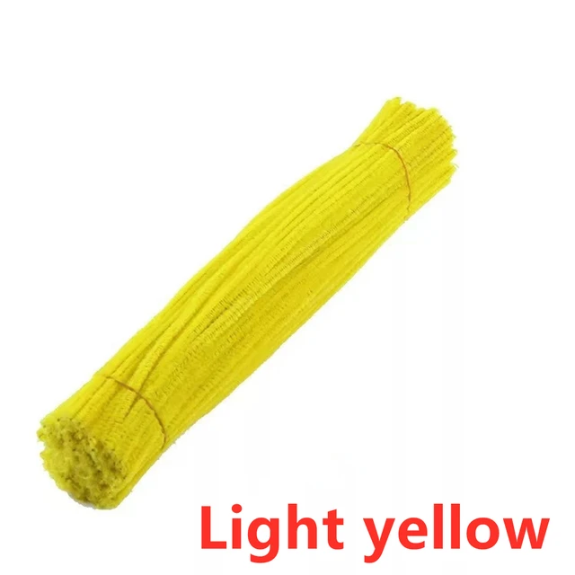 100pcs 30cm Chenille Stems Pipe Cleaners Kids Plush Educational Toy Colorful Pipe Cleaner Toys Handmade DIY Craft Supplies Light Yellow 100Pcs