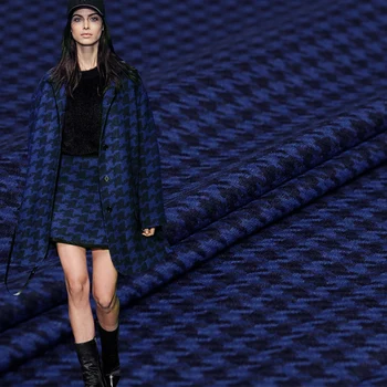 

Red Raspberry Black Blue Houndstooth Tweed Wool Fabrics Garment Materials Autumn Women Jacket Sewing Cloth Tailor Freeshipping