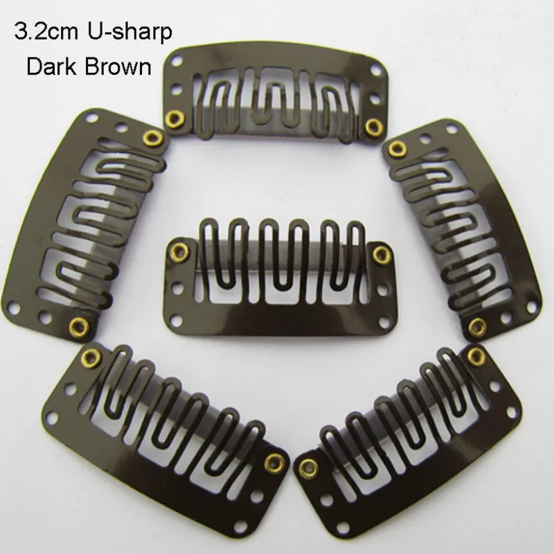 Hair Accessories Hair Clips 10 Pcs/set Black Hair Extension Clip U Shape Weave Toupee Wig 6 Teeth Snap-Comb Clips Styling Tools 32mm 4 Color Hat Fixing Tool
