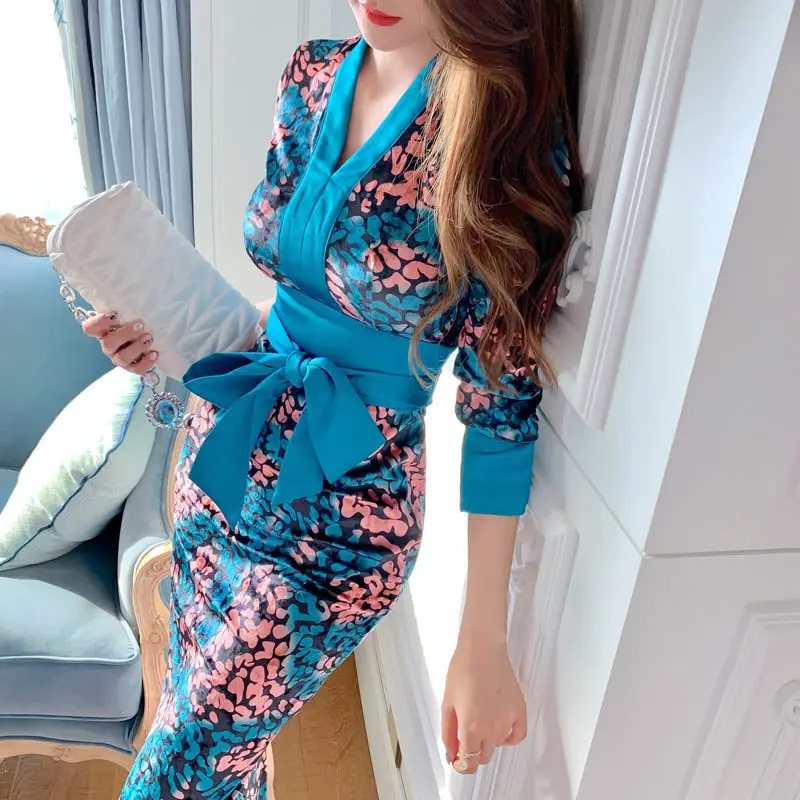 

French new floral dress Feel tight skirt