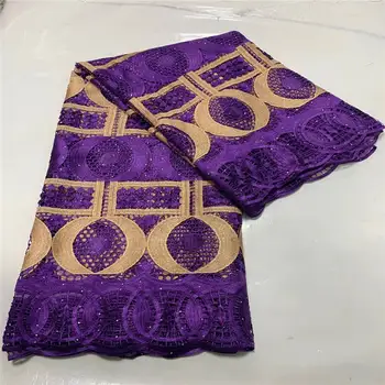 

Wholesale latest African handmade stone lace French mesh lace Nigeria evening dress JAUN purple