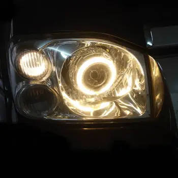 

Headlight assembly for Nissan paladin LED angel eye turn signal Bi-lens HID bulbs with 65W Ballast, left and right