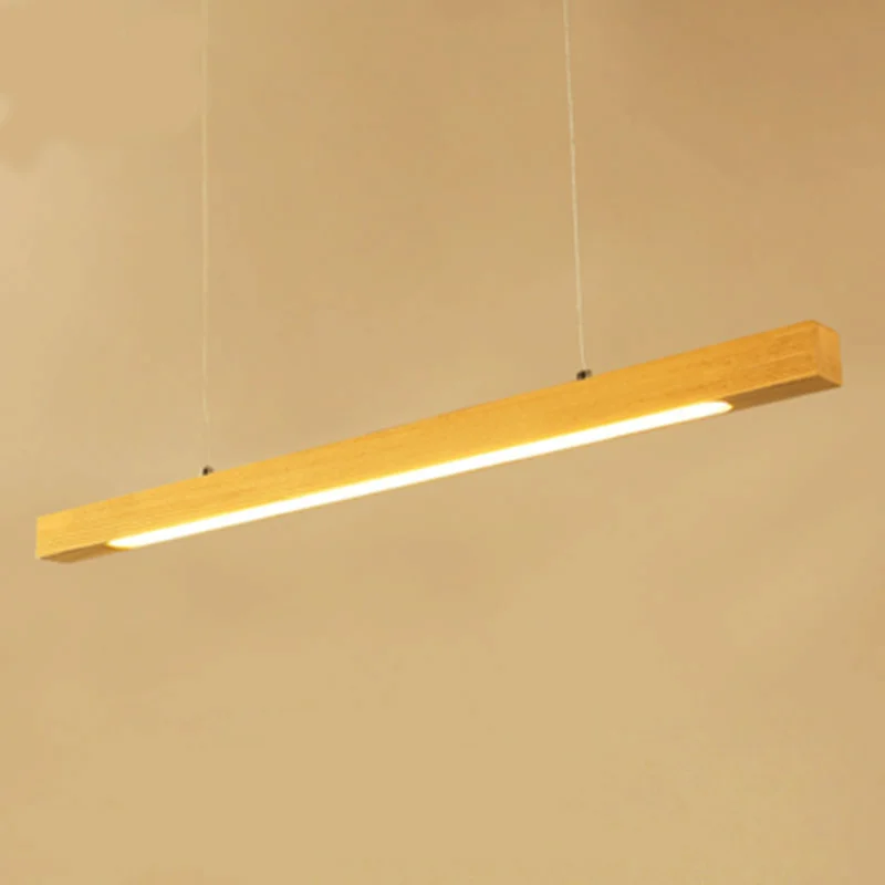 

Wood Led Pendant Light Linear Bar Horizontal Hanging Lamp 80cm 120cm Dining Room Kitchen Office Lighting Fixture Suspension Lamp