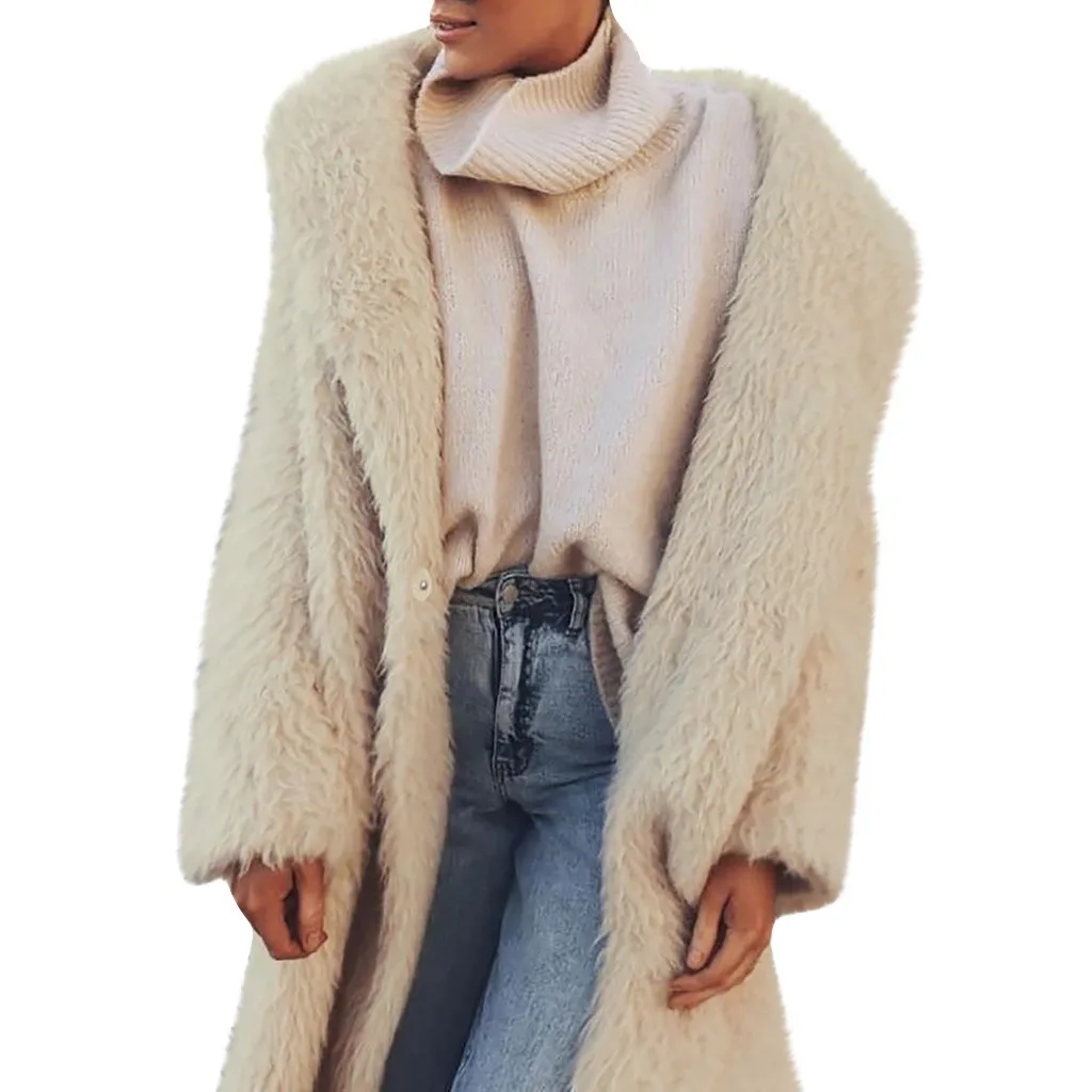Осенне-зимнее пальто из искусственного меха, женское теплое пальто с плюшевым мишкой, женская меховая куртка, Женская плюшевая верхняя одежда, длинное пальто# J30