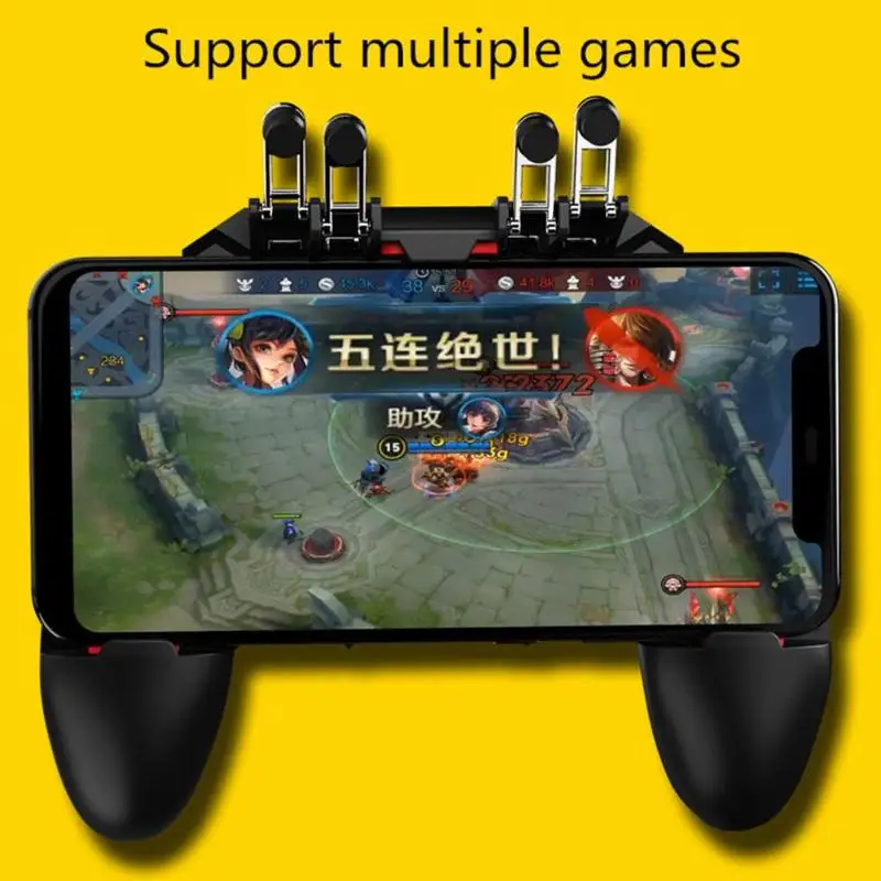  MEMO AK77 Six Finger All-in-One Mobile Game Controller with Dual Fans Free Fire Key Button Joystick