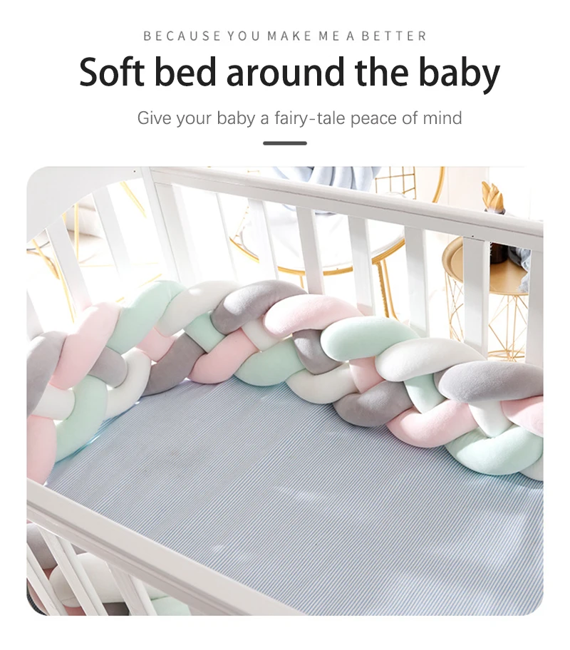 Cerco do Berço Cerca de Proteção Tira da Torção Cama do Bebê Decorativa Cama Tecelagem Travesseiro Crianças Acessórios Pára-choques 2m nó 2 Amortecedores