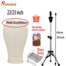 

Training Mannequin Head Canvas Block Head Display Styling Manikin Head Wig Stand With T Pins Tripod And Wig Caps For Making Wigs