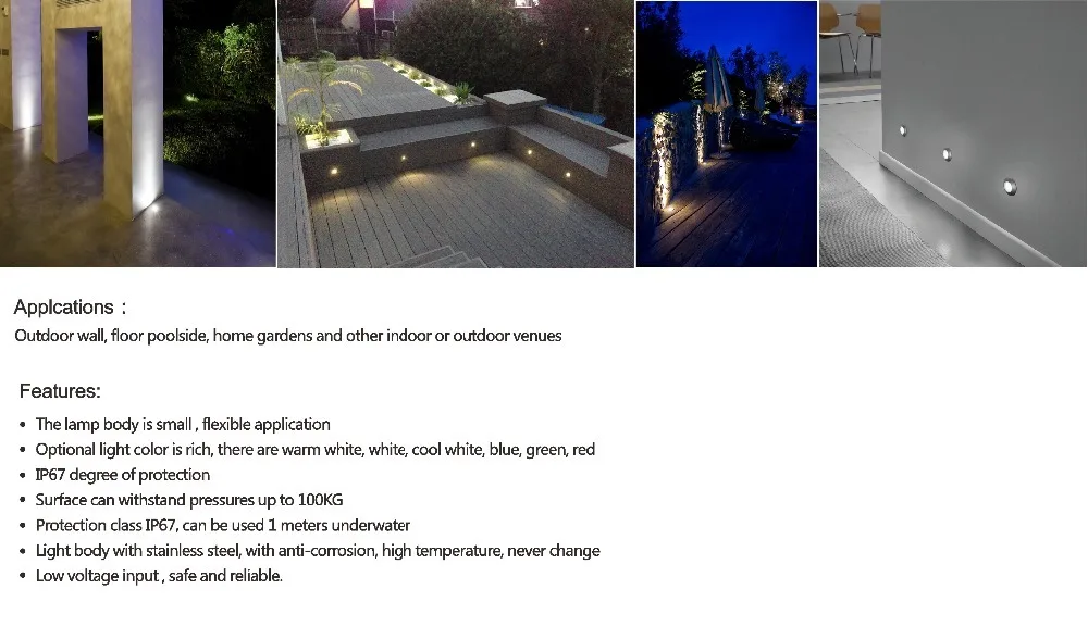 5 1W DC12V Outdoor Garden Light, Patio Paver Recessed Deck Lamp,  Floor Wall Lighting,  LED Underground Lamp,  Light Landscape Bulb, Sidewalk Lighting-3