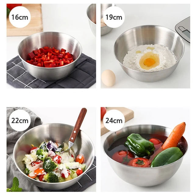 Stainless Steel Mixing Bowl Thicken Deepen Meal Prep Nesting Mixing Bowls  Polished Mirror Storage Dough Batter Baking Bowls - AliExpress