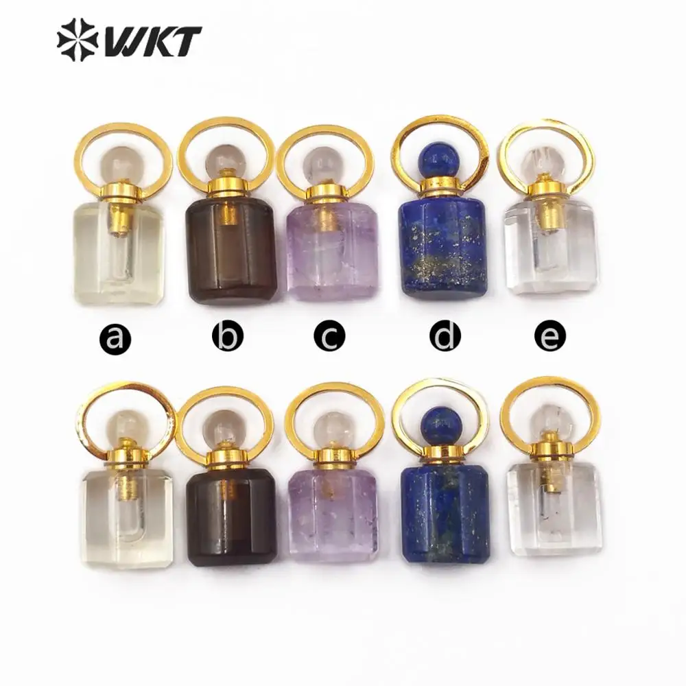 WT-P1471 Новое поступление! подвеска в виде бутылочки парфюма кулон из натурального камня бутылка из камня с золотой Гальванизированный Круг Подвеска петли