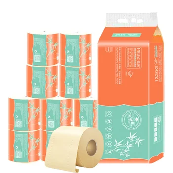 

10 Rolls of Toilet Paper For Home Kitchen 4-layer Thickened Native Wood Native Bamboo Pulp Soft Paper Tissue Rolling Paper#