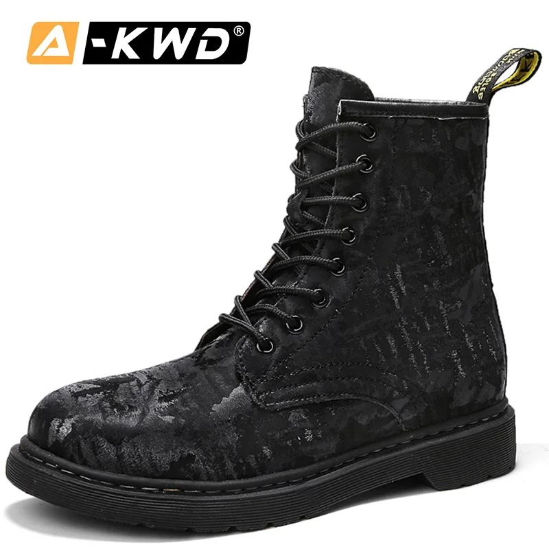 Высокие кроссовки; мужские зимние ботинки; Botte Homme Hiver; рабочие ботинки из спилка; мужские теплые водонепроницаемые ботинки; Мужская модная обувь - Цвет: Black-Fur
