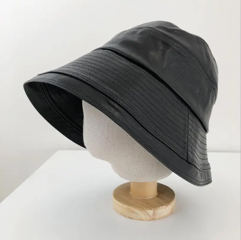 Unisex Fashion Bucket Hat PU Leather 