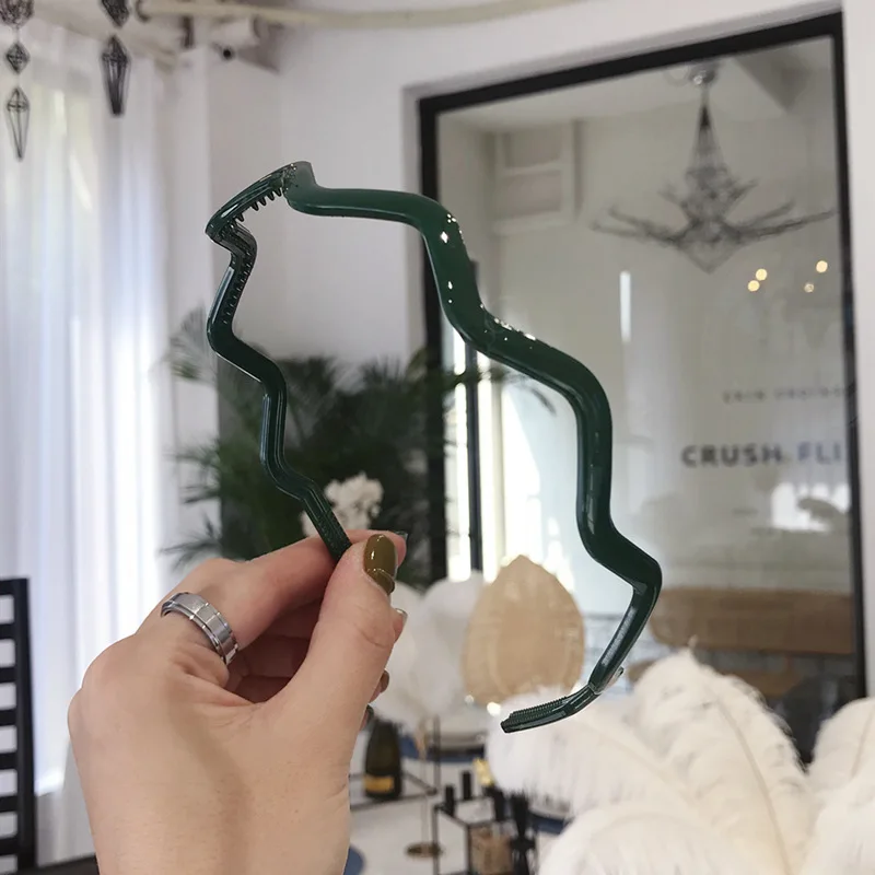 191104 B dark green Винтажные богемные волнистые Нескользящие ободки для волос для женщин, заколки для волос, аксессуары для волос для девушек, обруч для волос, обруч для волос opaska - Цвет: 191104 B dark green