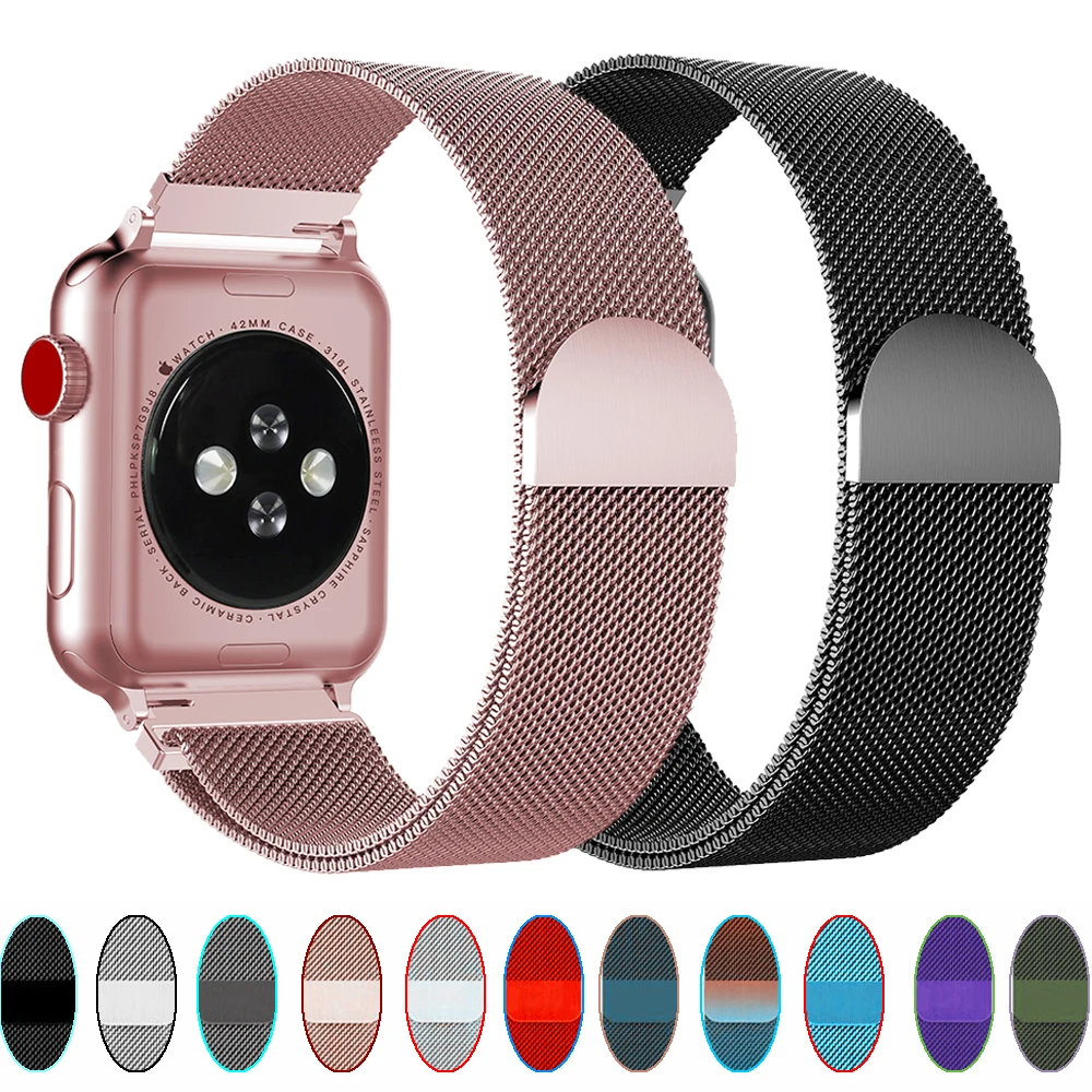 

Milanese Loop strap For apple watch bands 42mm 44mm correa apple watch 5 4 3 2 1 iWatch band 38mm 40mm Magnetic buckle bracelet