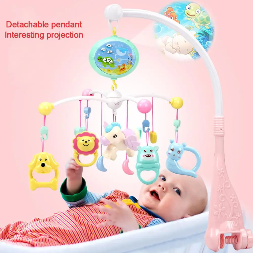 

Hanging Rattles Baby Musical Crib Mobile With Projector And Music Box Bed Bell Multi-function Baby Early Education Remote Contro