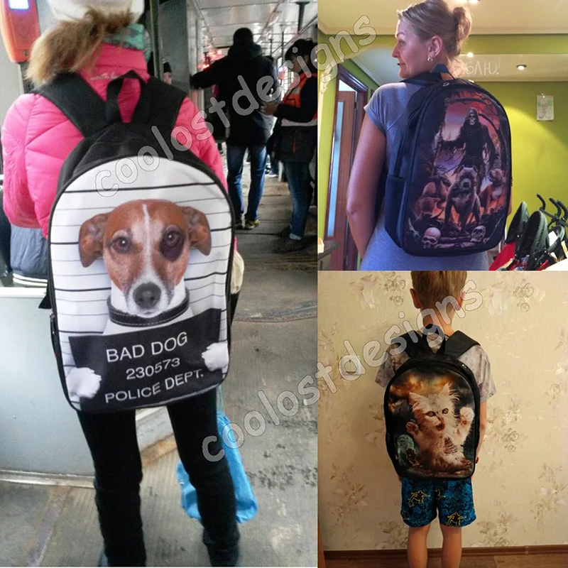 Рюкзак с принтом волка/Хаски для мужчин и женщин повседневные школьные ранцы
