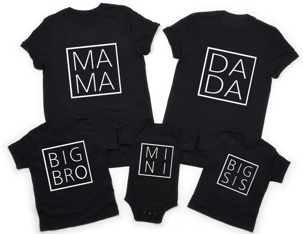 Minicamisa a juego para madre e hija, ropa negra de manga corta personalizada para Familia