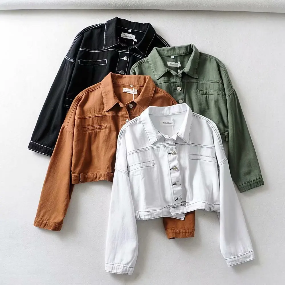 

Summer New Style Europe And America WOMEN'S Dress-Style Open Wire Joint Slim Fit Jacket Cowboy Small Coat W1917