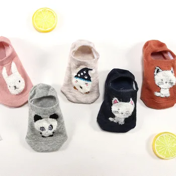 

5 pairs Cute Cartoon Cat Boat Socks Women Set Summer Spring fashion wild shallow mouth invisible socks Ankle Low Cut Funny socks