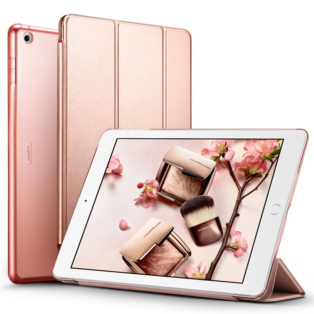 Rose Gold Чехол для iPad 9,7, цветной чехол ESR Yippee из искусственной кожи+ ультратонкий светильник, чехол для задней панели ПК для нового iPad 9,7 - Цвет: Rose Gold