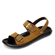 Брендовая мужская обувь из натуральной кожи; сезон лето; Новинка; большие размеры; мужские сандалии; модные сандалии; шлепанцы; большие размеры