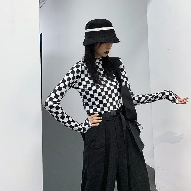 Ins Шахматная футболка Женская Осенняя Harajuku уличная BF плюс бархатная рубашка с длинными рукавами модная свободная повседневная женская футболка