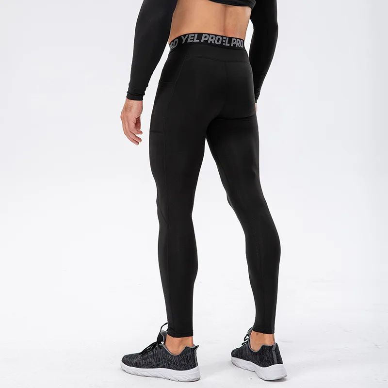 Men Winter Fitness Pants Plus Velvet Bottoming Training Pants With Pockets Tight Stretch Running Outdoor Cycling Sports Trousers