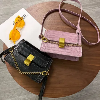 

Retro Stone Pattern Bags For 2020 Small Chain Handbag PU Leather Hand Bag Ladies Designer Shopping Bags