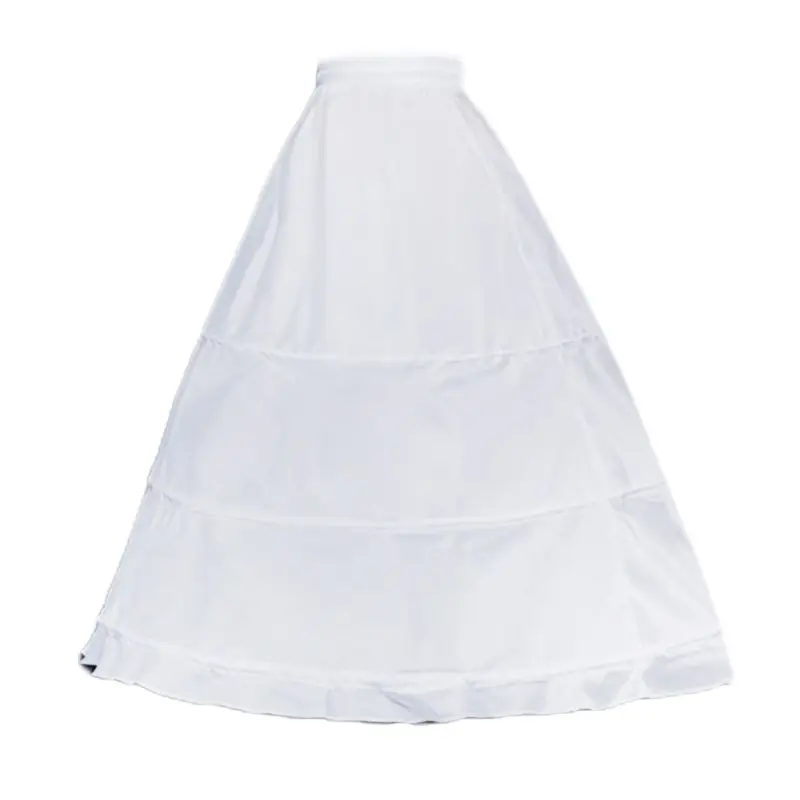 

Womens Single Layer 3 Hoops White Petticoat Wedding Gridal Gown Dress Bridal Crinolines Drawstring Waist A-Line Underskirt