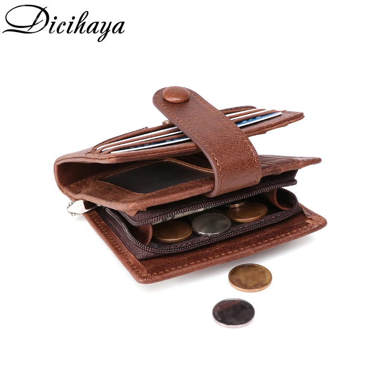 DICIHAYA из коровьей кожи Для мужчин кошельки с отделением для монет, Винтаж мужской маленький кошелек Функция натуральная кожа Для мужчин бумажник, держатели карт