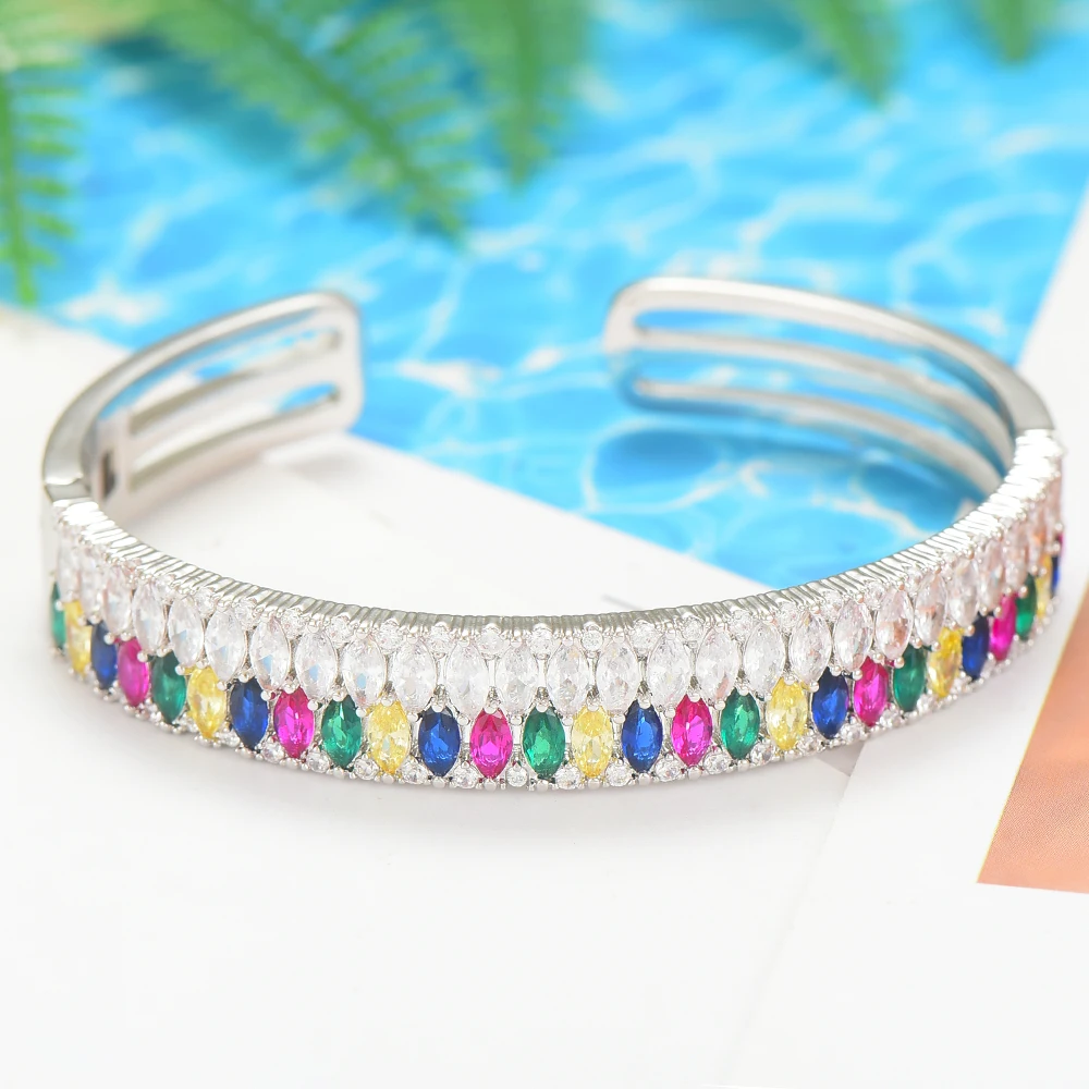 GODKI Luxury Trendy Saudi Arabia Bangle Silver Ring Set Jewelry Sets For Women Wedding Engagement brincos para as mulheres