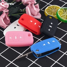 KEYYOU Hot Silicone Car Key Cover Case Shell Fob For VW Golf Bora Jetta POLO GOLF Passat Skoda Octavia A5 Fabia SEAT Ibiza Leon