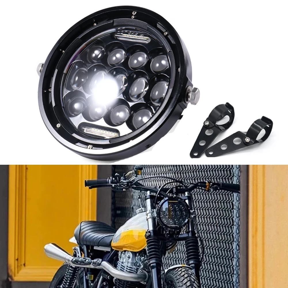 Универсальная 7-дюймовая светодиодная фара для мотоцикла мото-скутера круглая