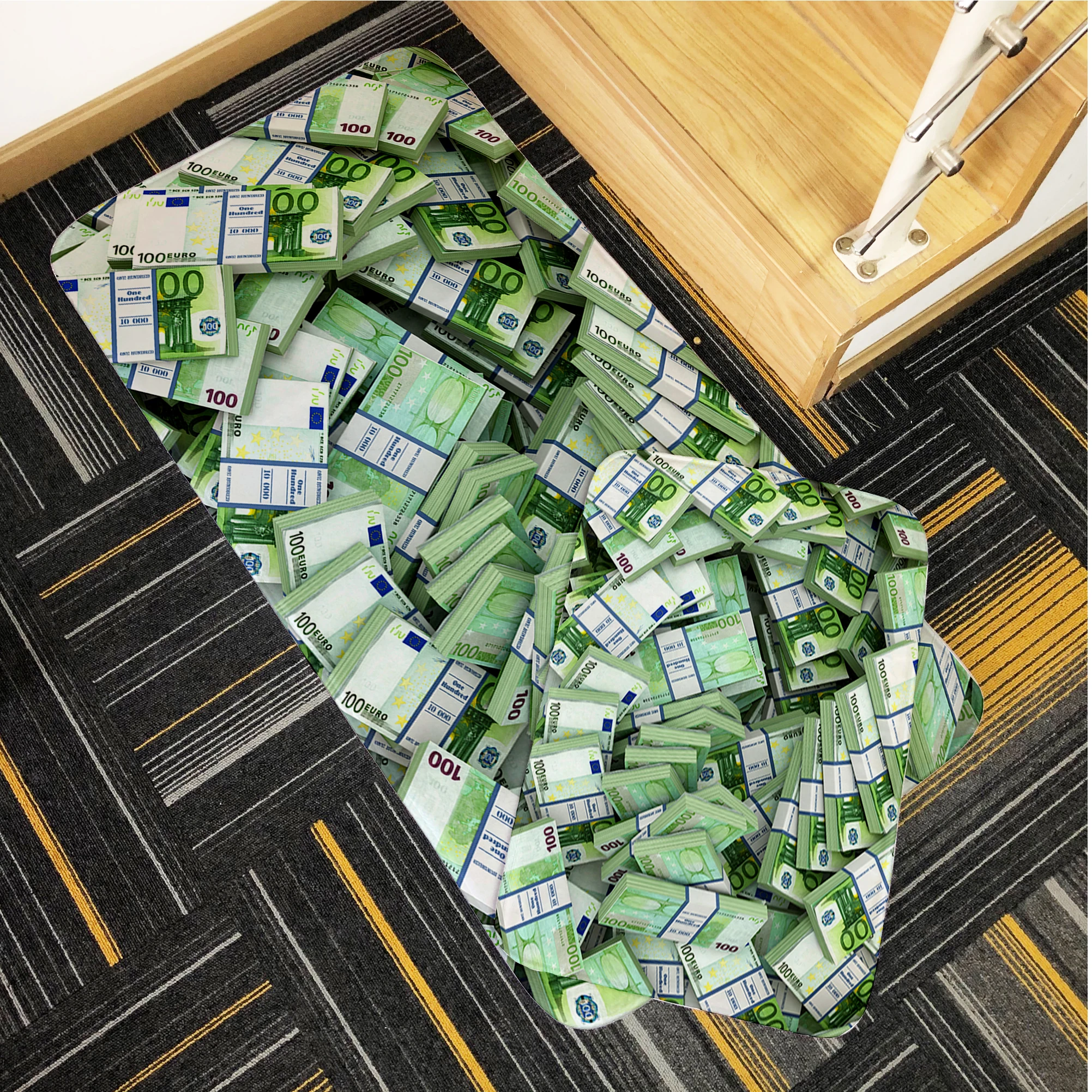 

3D Printed Fun Paper Money Door Mat Modern Living Room Decor Non-Slip Carpet Kitchen Corridor Absorbent Mat 7MM Thick Sponge Rug