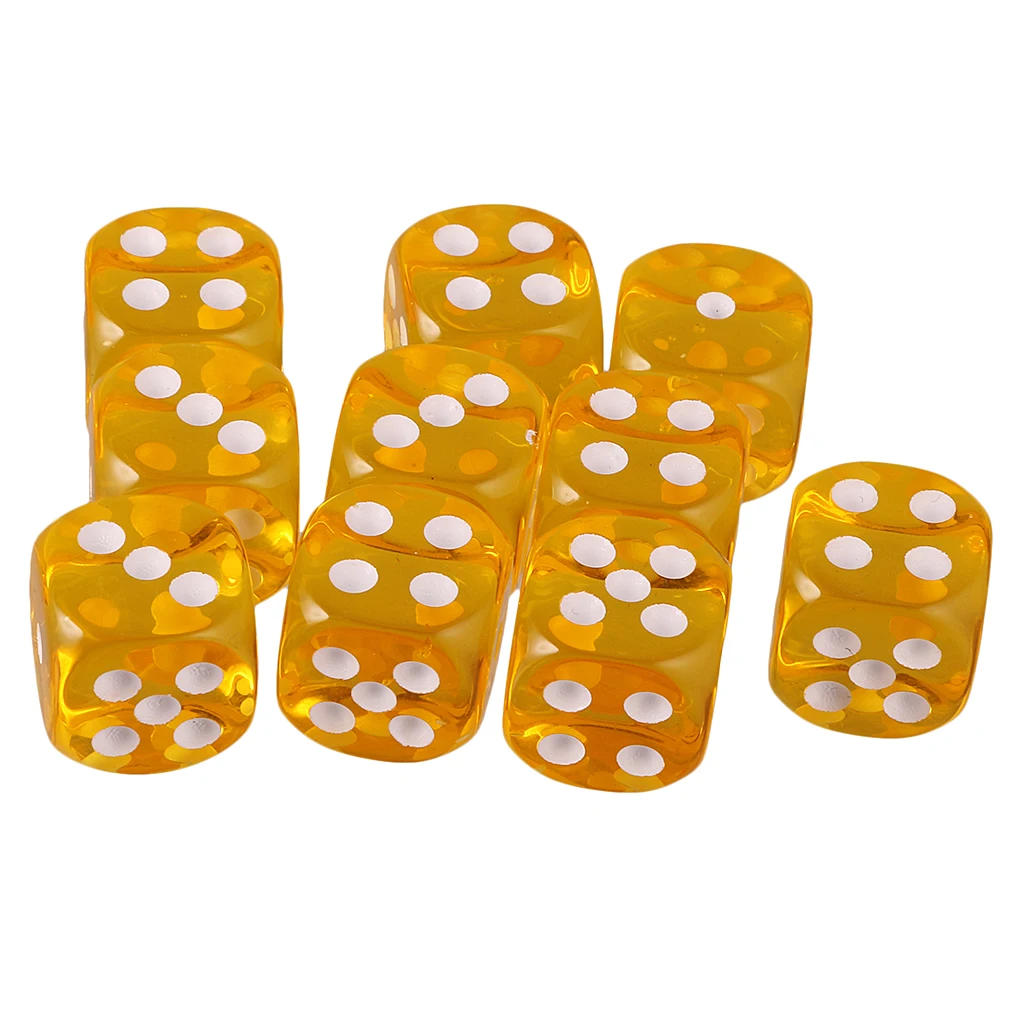 10pcs Acrylic 6 Sided Dices D6 Dice for D&D TRPG Party Board Game Toys