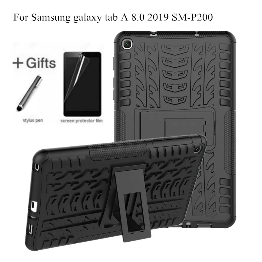 Для Samsung Galaxy Tab A 8,0(S Pen) SM-P200 P205 P207 dazzle/с откидной ножкой-подставкой Чехол военный, повышенная нагрузка Силикон+ PC прочный Чехол