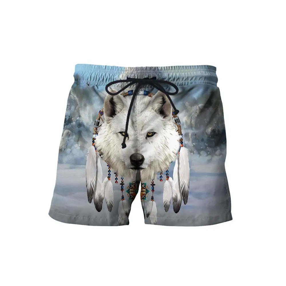 Wolf Native Indian 3D Printed Mens Shorts Unisex Streetwear Shorts Summer Beach Harajuku Casual Shorts DKD-05 Drop shipping