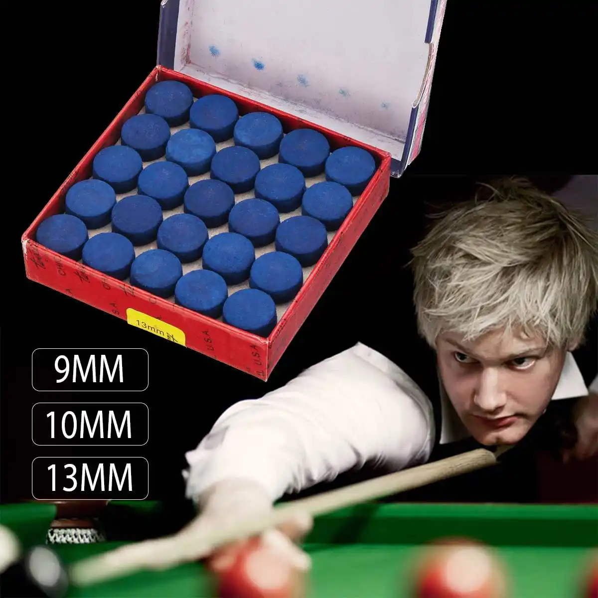 50pcs/set 9/10/13mm Billiard Pool Cue Tips M Hardness Table Billiard