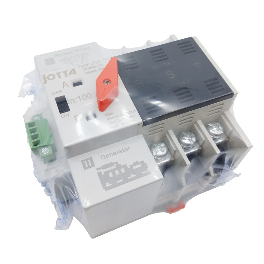 Jotta Mini Size W2R-2P/3P/4P 100A220V Mini ATS Automatic Transfer Switch Electrical Selector Switches Dual Power Switch