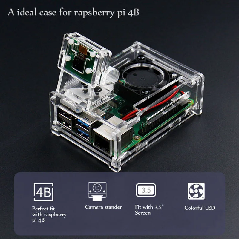 Чехол Raspberry Pi 4 с вентилятором 3 в 1 комплект охлаждения камерой подставка для Model