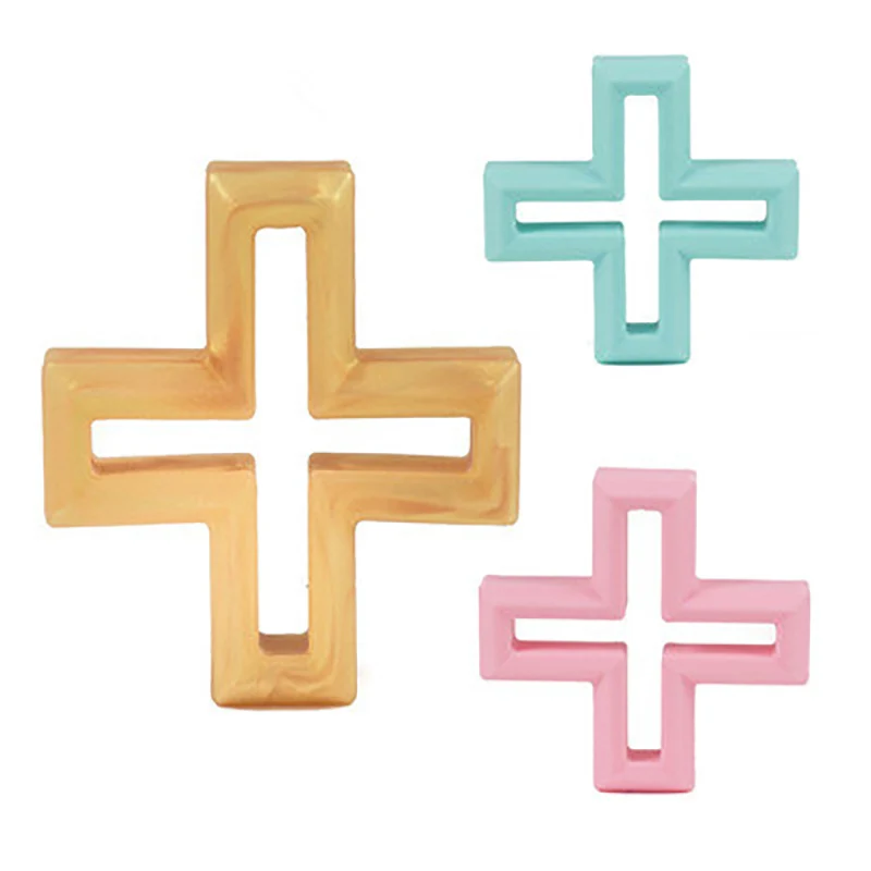 

5PCS Silicone Cross Teether Baby Chew Necklace Sensory Chew Toy for Baby BPA Free Food Grade Silicone Nursing Tool