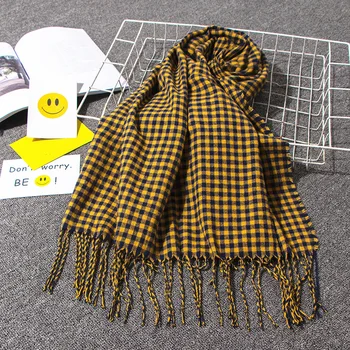 

Autumn and Winter New Type Woman's Air Conditioning Shawl with Cashmere-like Chequer and tassel Scarf