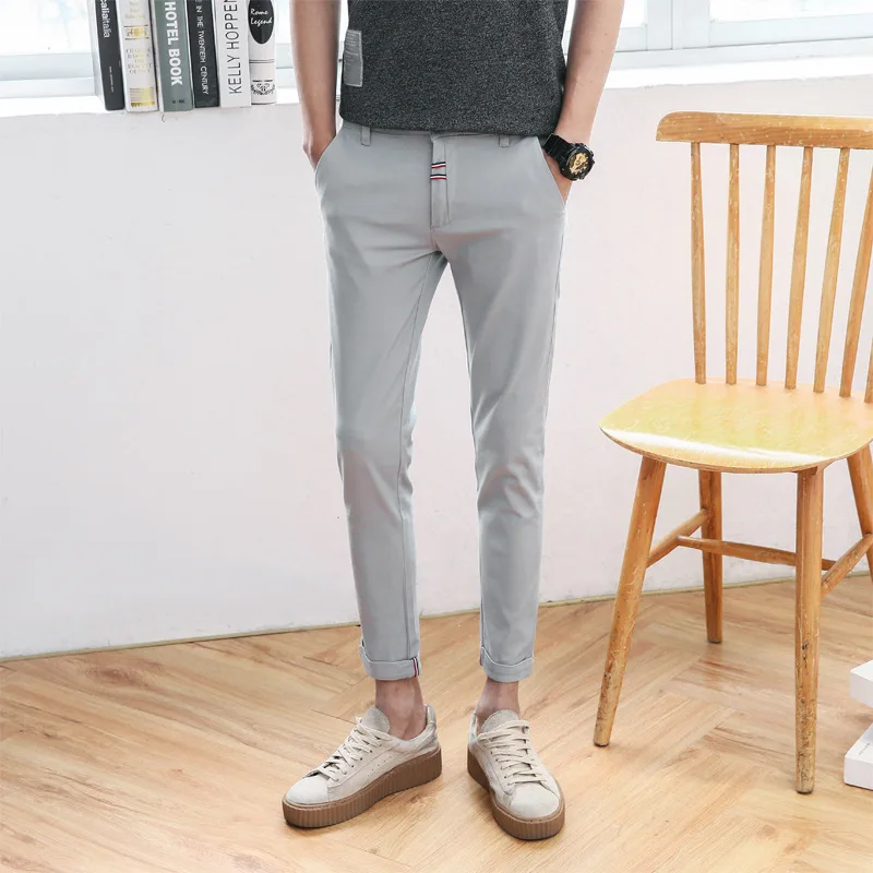

Capri Casual Pants Autumn Men Slim Fit Trousers Korean-style Fashion Trend of the Wind Elasticity Skinny Pants